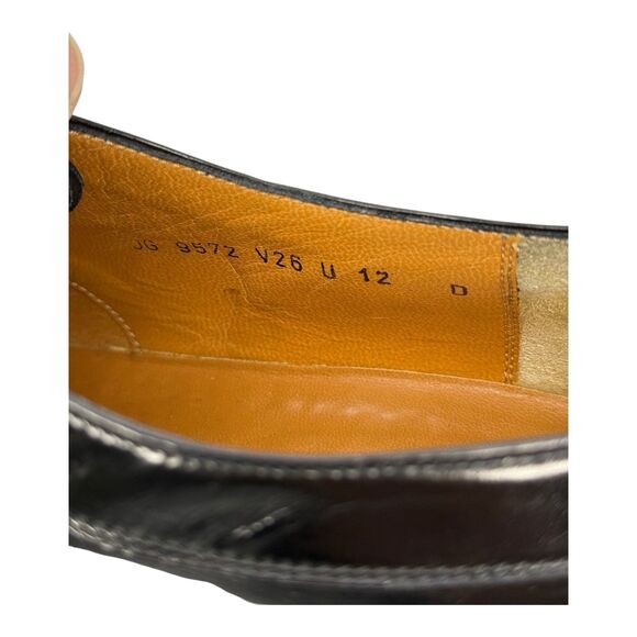 Salvatore Ferragamo Men’s Cap Toe Oxford Dress Shoes – Black Leather – Size 12 D